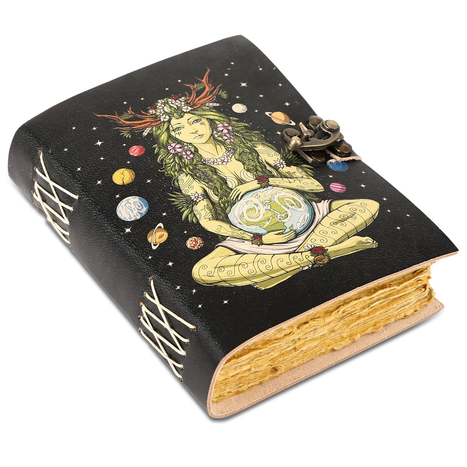 Leather Journal for Women and Men – Unlined Deckle Edge Paper, Book of Shadows, Hocus Pocus Writing Notebook, Diary, Sketchbook, Gifts for Artists