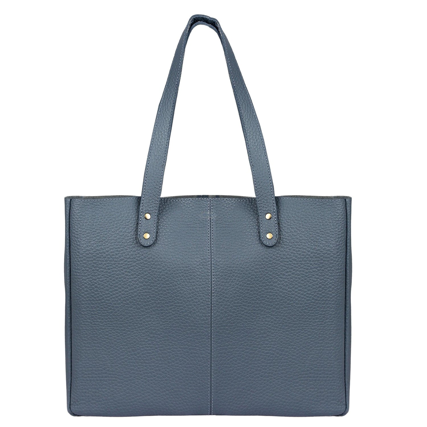 Blue leather tote bag for women