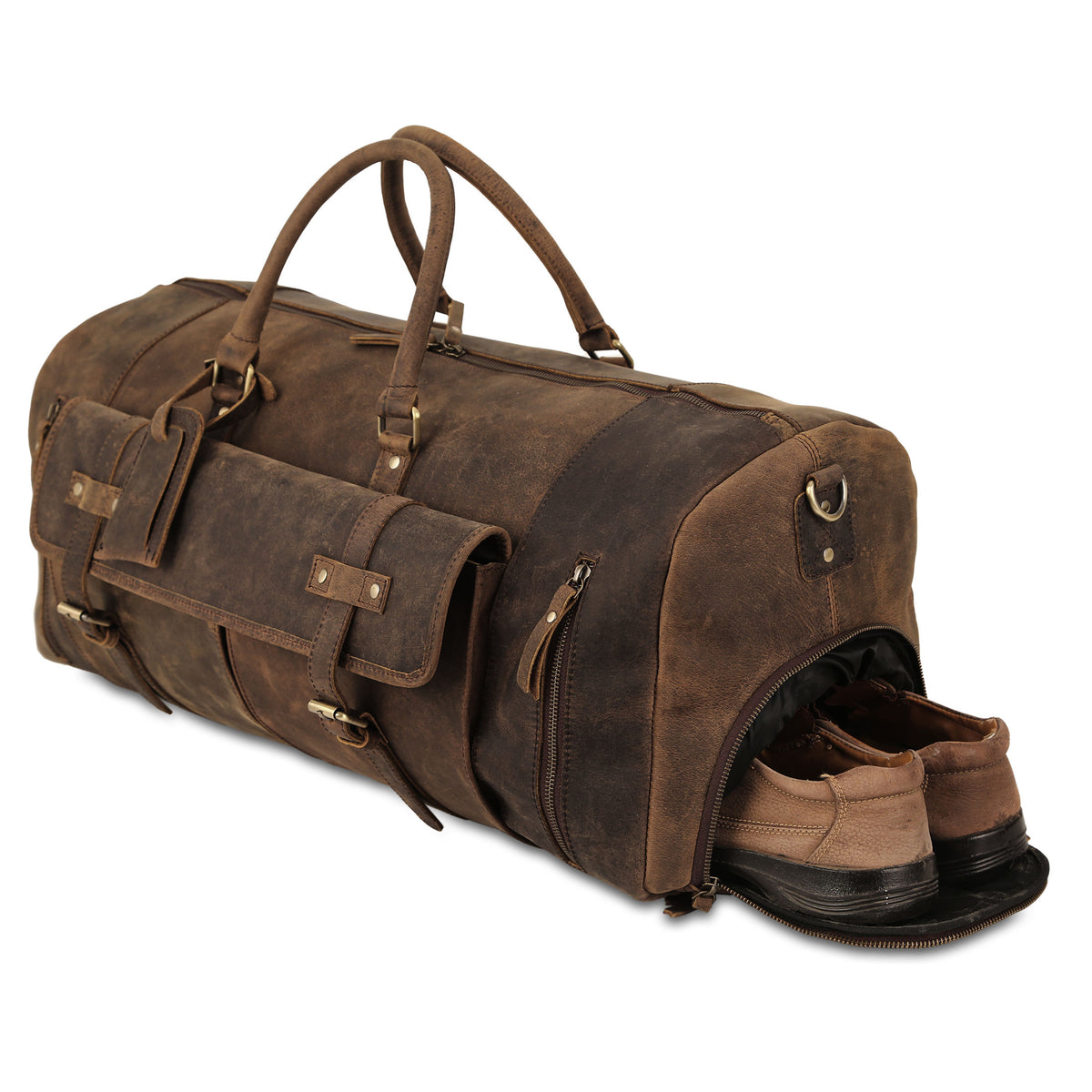 28 Inch Leather Duffel Bags for Men and Women Full Grain Leather