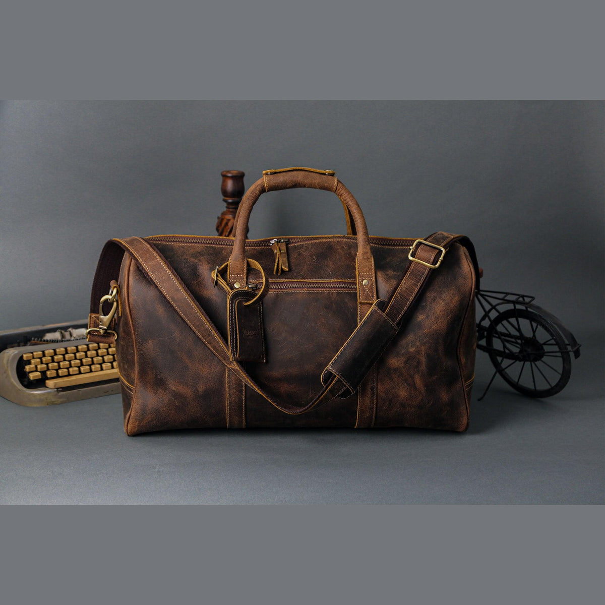 24-Inch Full Grain Leather Duffel Bag for Men & Women – Travel