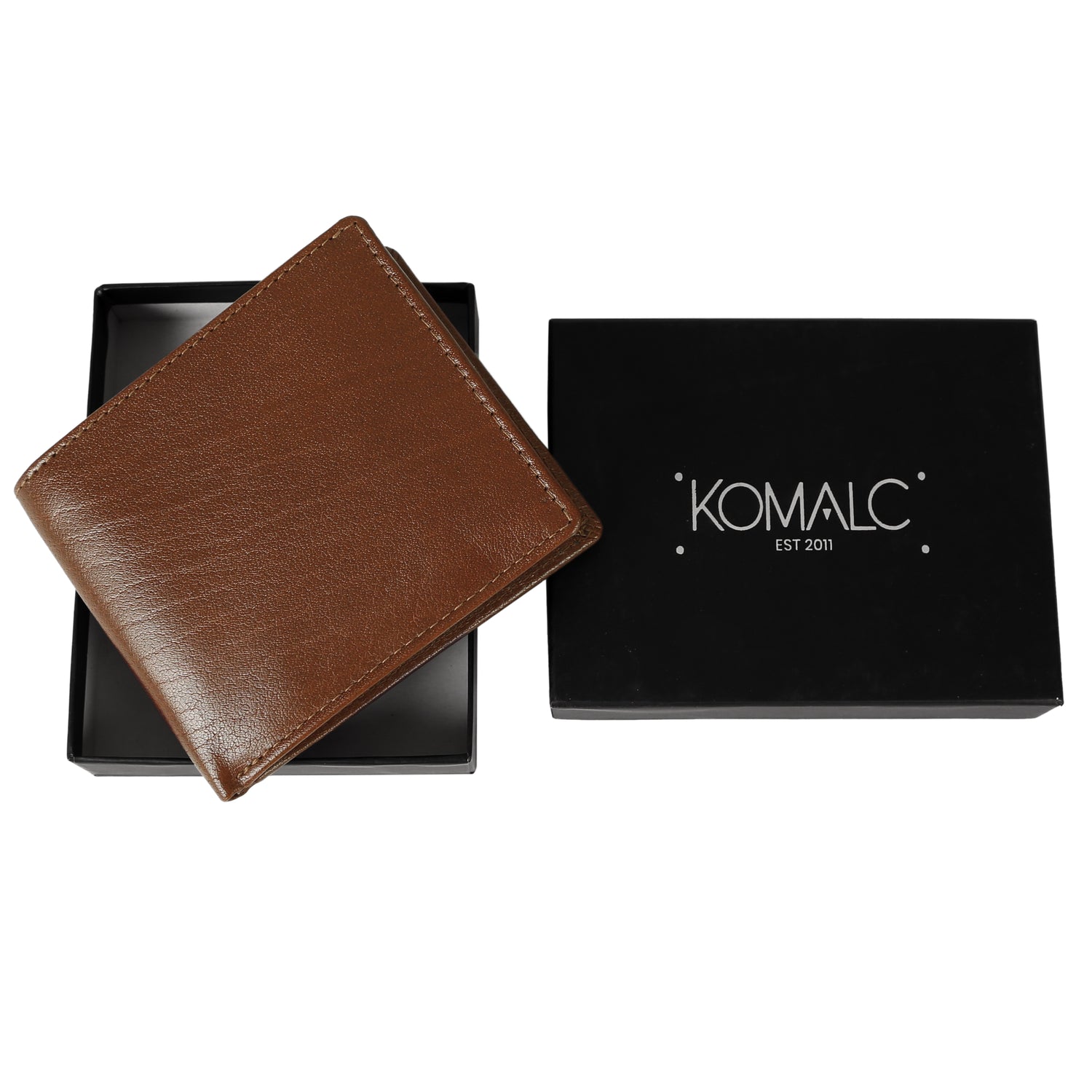 KomalC Men’s Tan Leather Wallet – Slim Bifold RFID-Blocking Wallet for Men with 6 Card Slots, 2 Slip Pockets & Cash Compartment – Vintage Genuine Leather Minimalist Wallet