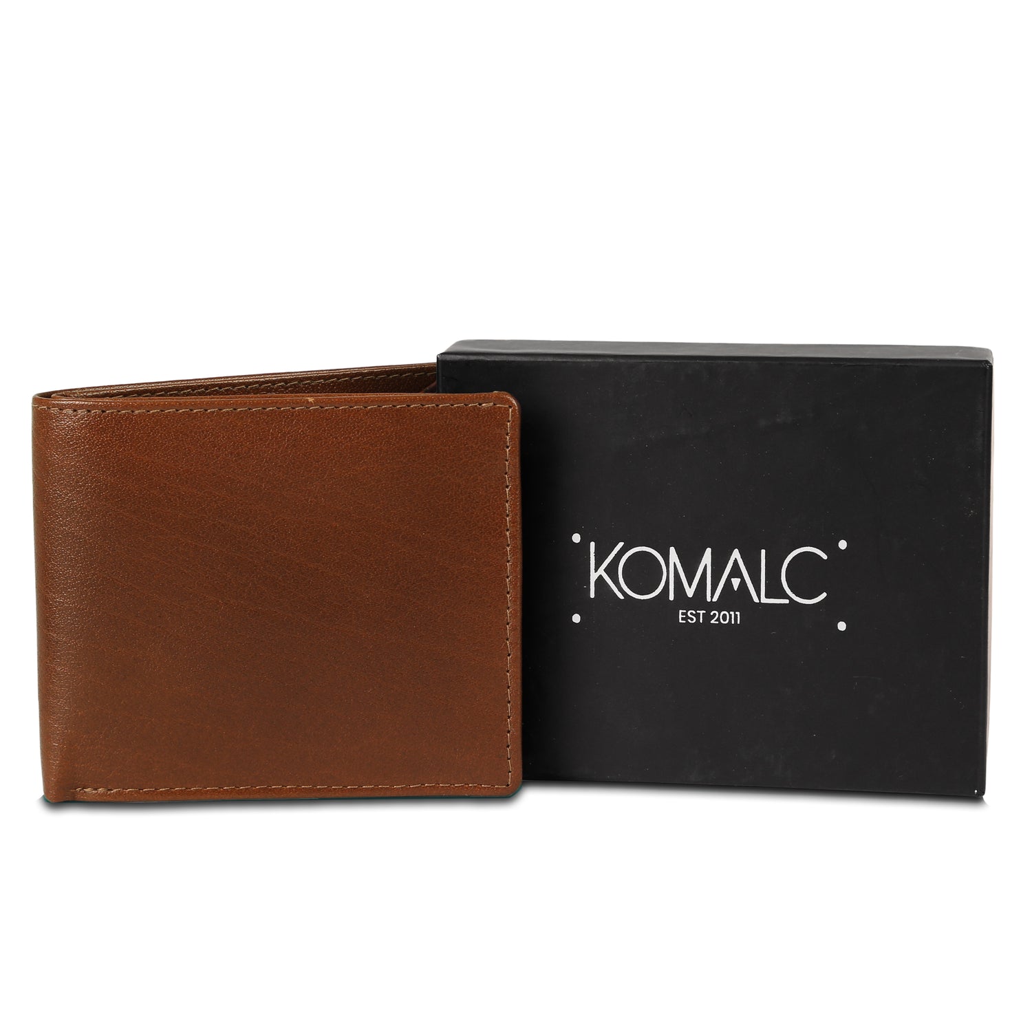 KomalC Men’s Tan Leather Wallet – Slim Bifold RFID-Blocking Wallet for Men with 6 Card Slots, 2 Slip Pockets & Cash Compartment – Vintage Genuine Leather Minimalist Wallet