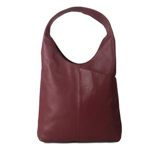 Burgundy leather tote bag for women