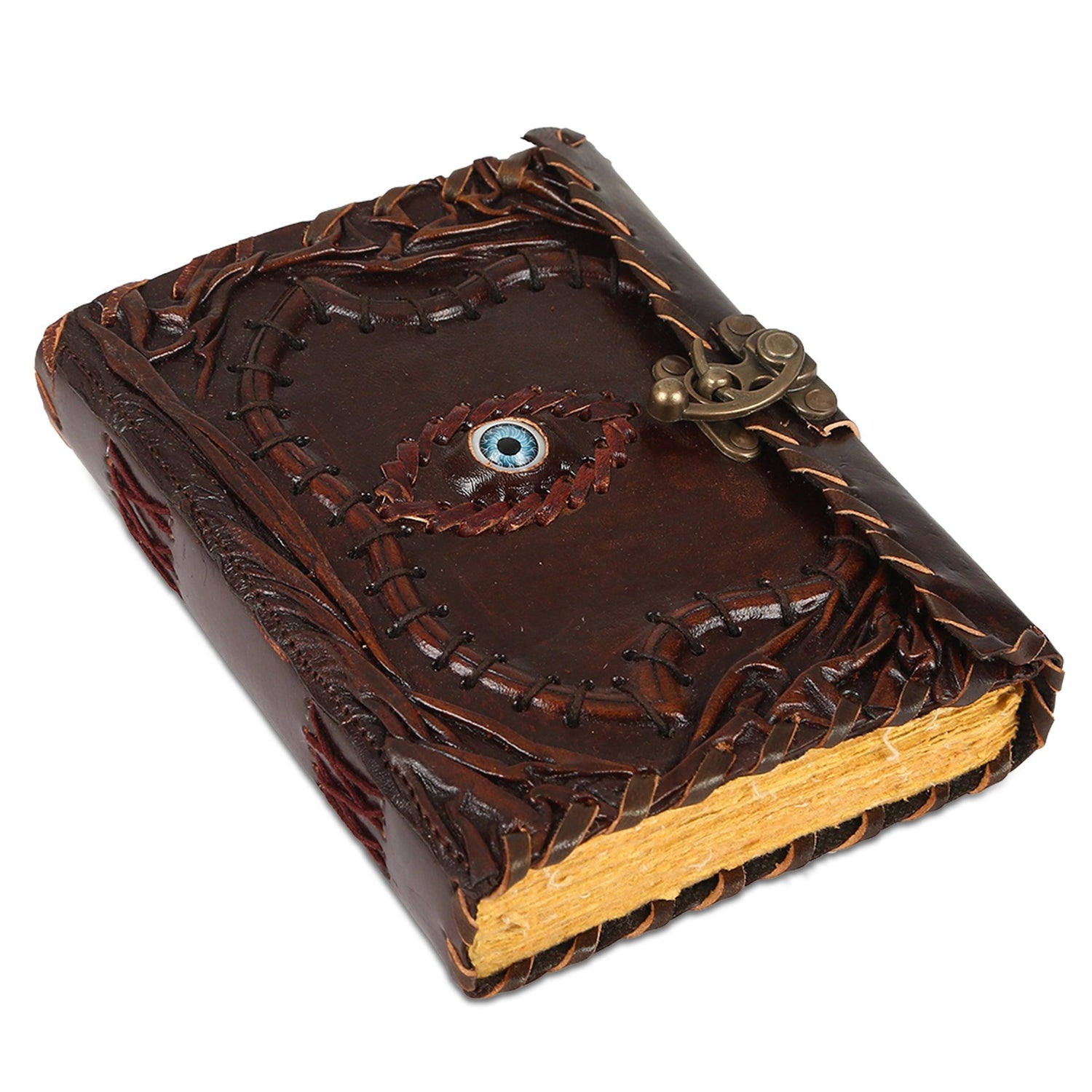 evil eye leather journal cover with c-lock