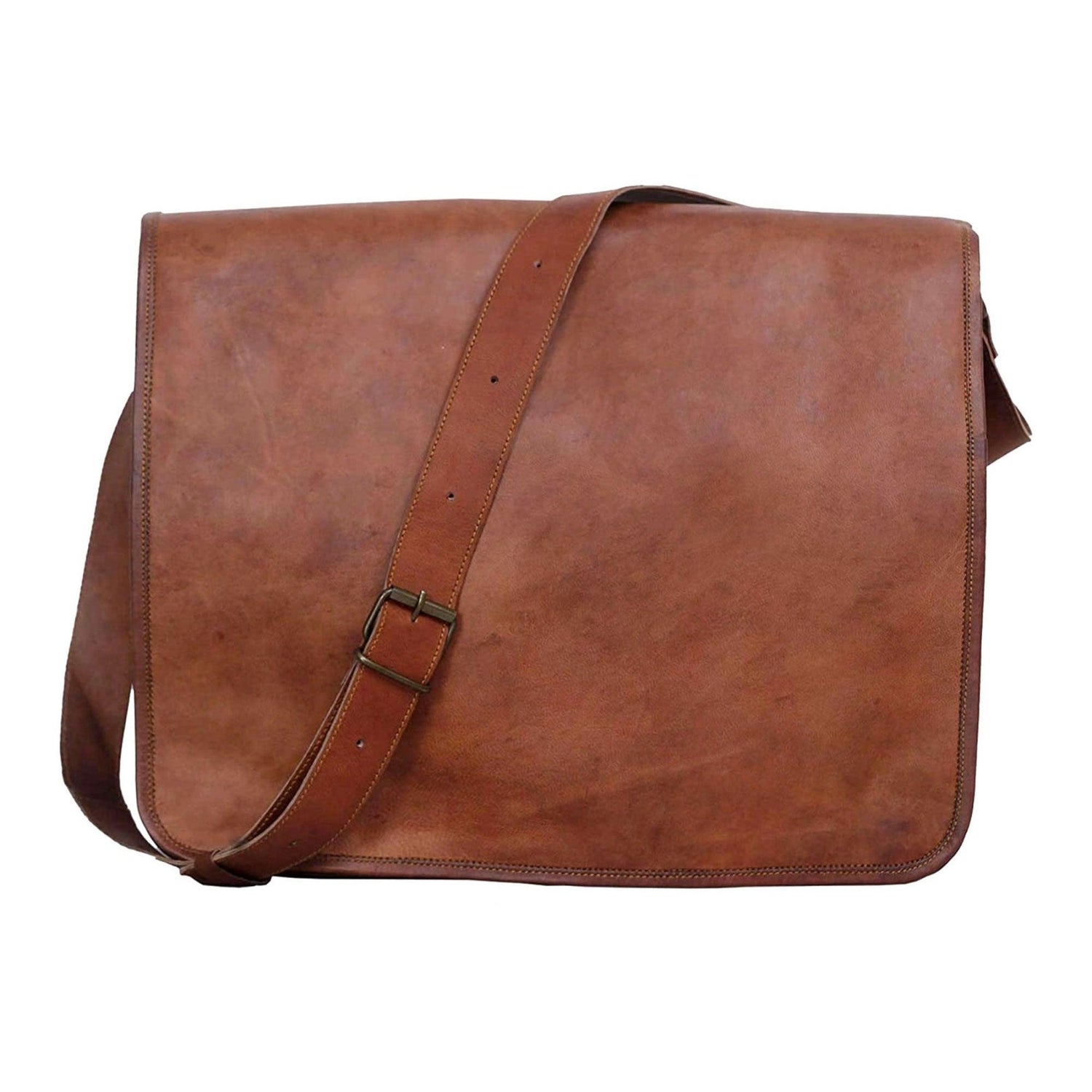 16-inch leather laptop messenger bag for men