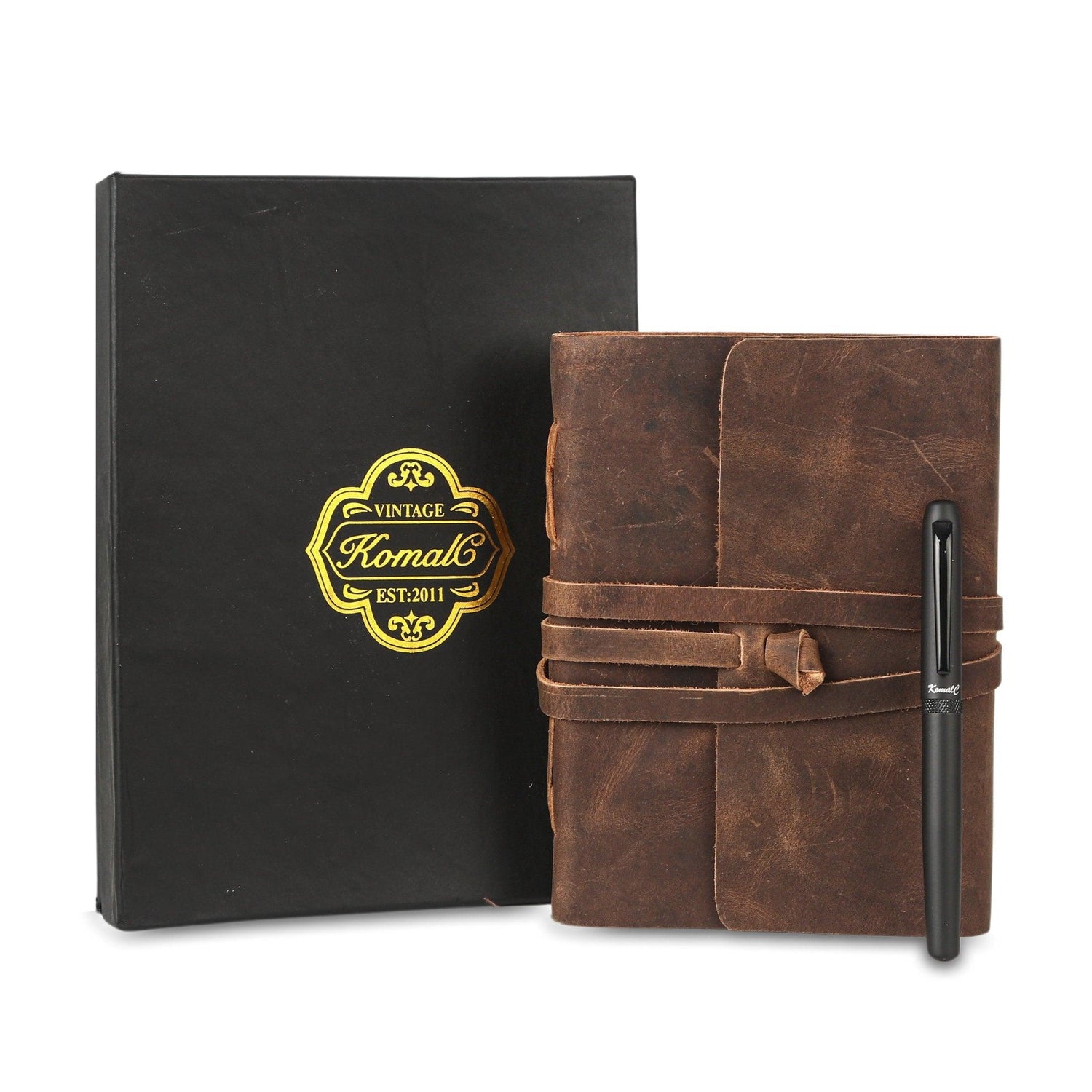 Leather Journal with Lined Paper and Luxury Pen - Handmade Writing Notebook Diary for Men & Women, 7 x 5 Inches