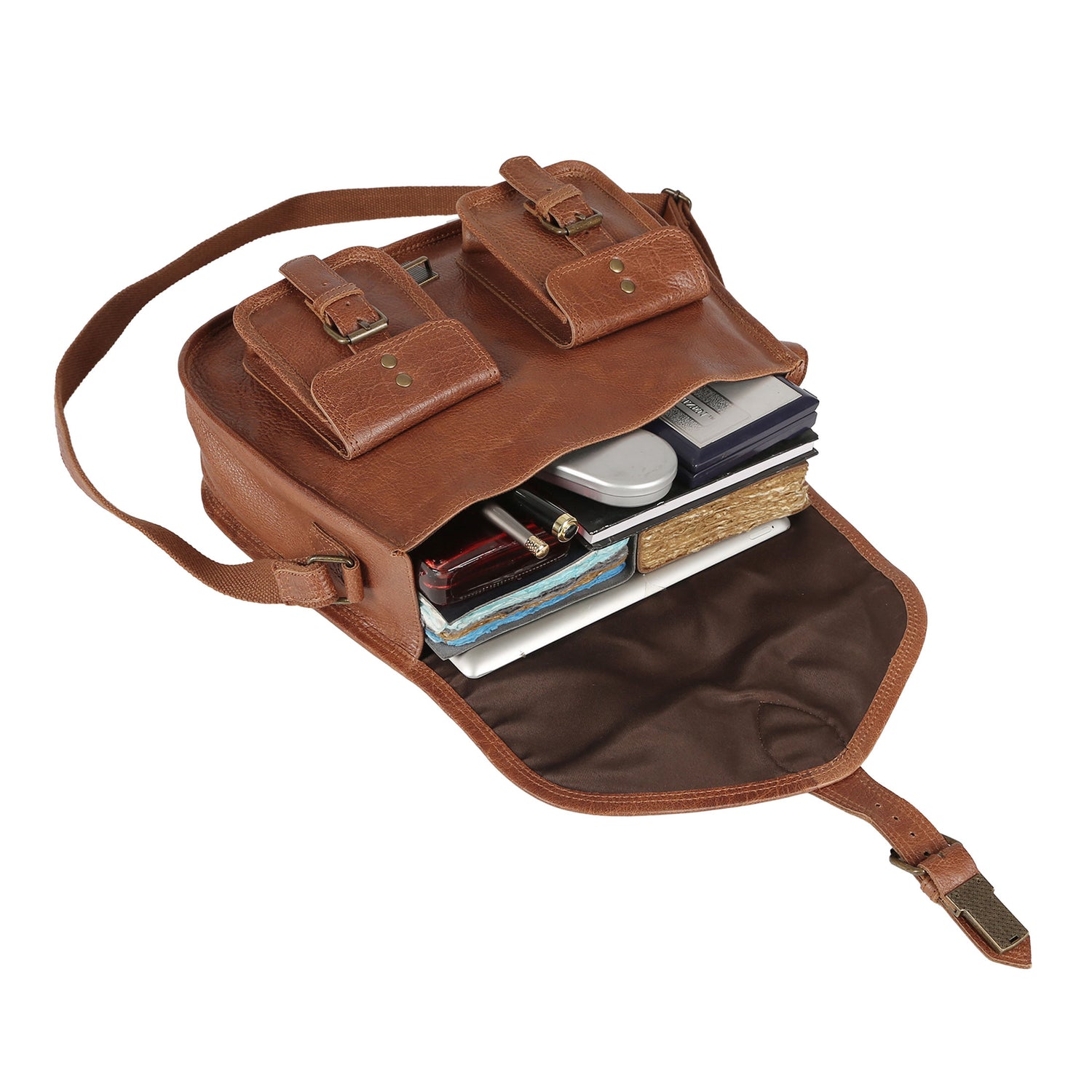 14-Inch Genuine Leather Shoulder Bag for Women – Crossbody Satchel, Ladies' Tote & Travel Purse