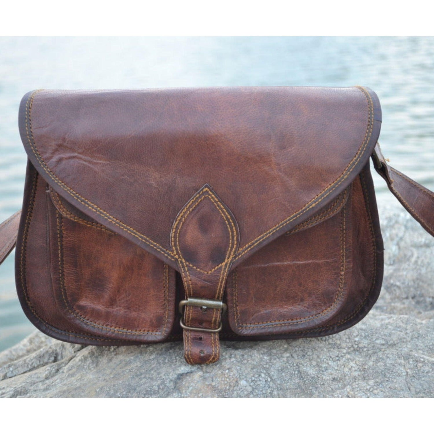10-inch leather crossbody bag