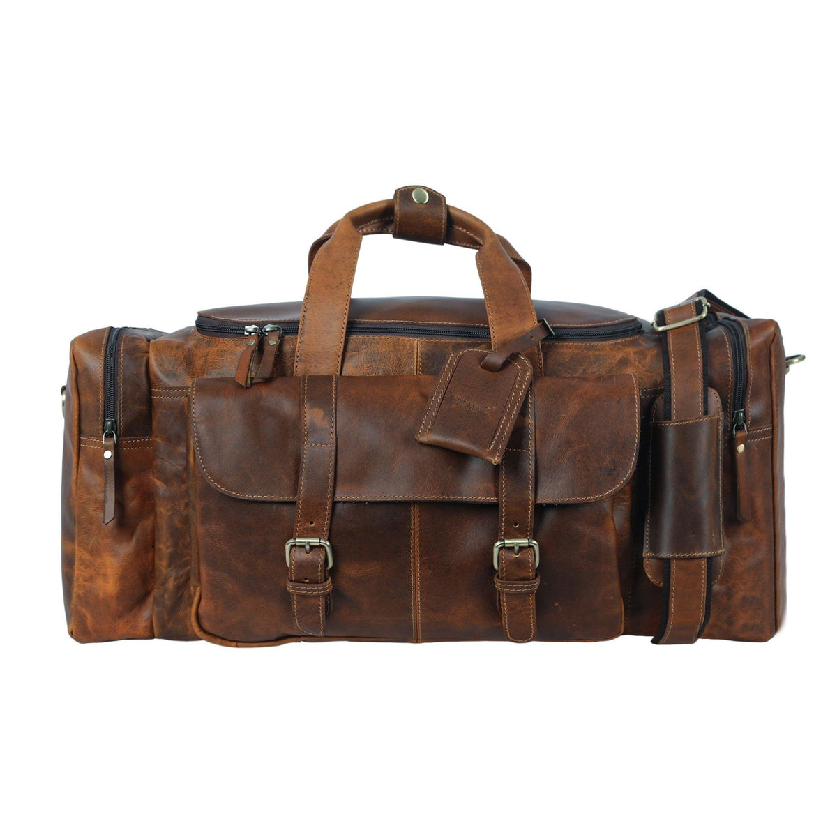 21-Inch Leather Duffel Bag for Men & Women – U-Zip Holdall