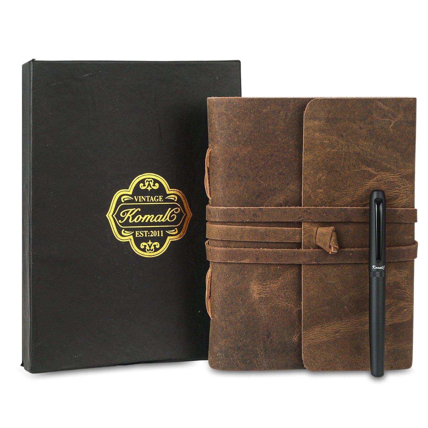 Leather Journal Lined Paper with Luxury Pen Handmade Leather Journal/Writing Notebook Diary/Bound Daily Notepad for Men & Women Medium