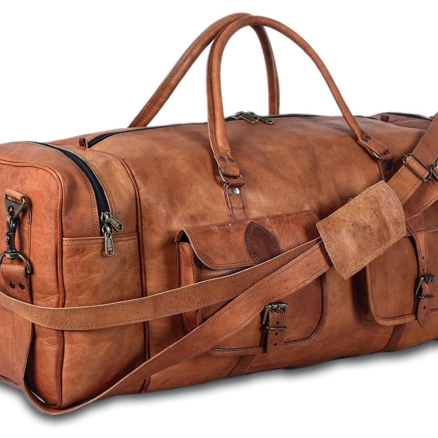 32-inch leather duffel bag for men