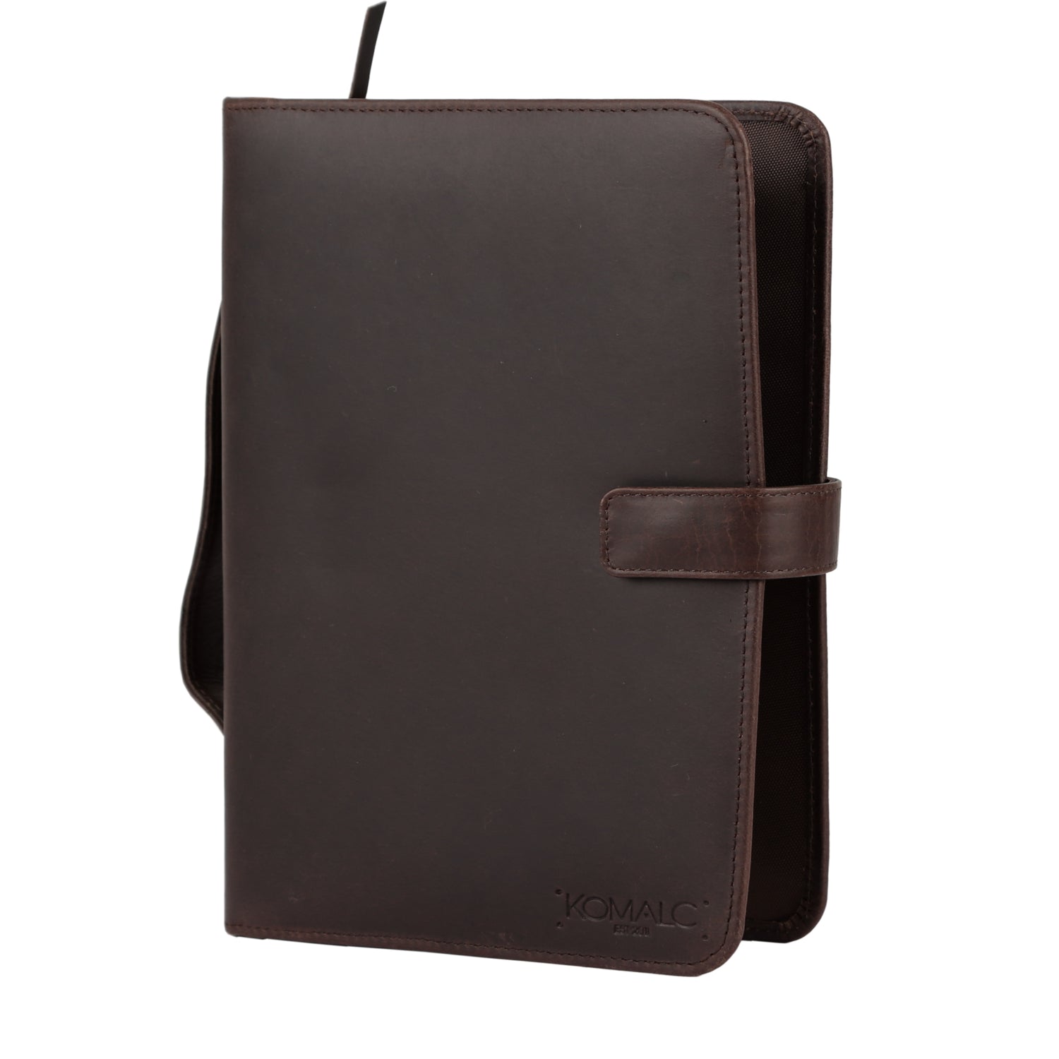 KomalC Genuine Leather Book Cover with Button Strap | Handmade Rustic Leather Protector for Hardcover Books, Journals & Notebooks | 10.5 Inch Reusable Book Jacket | Gift for Writers & Readers