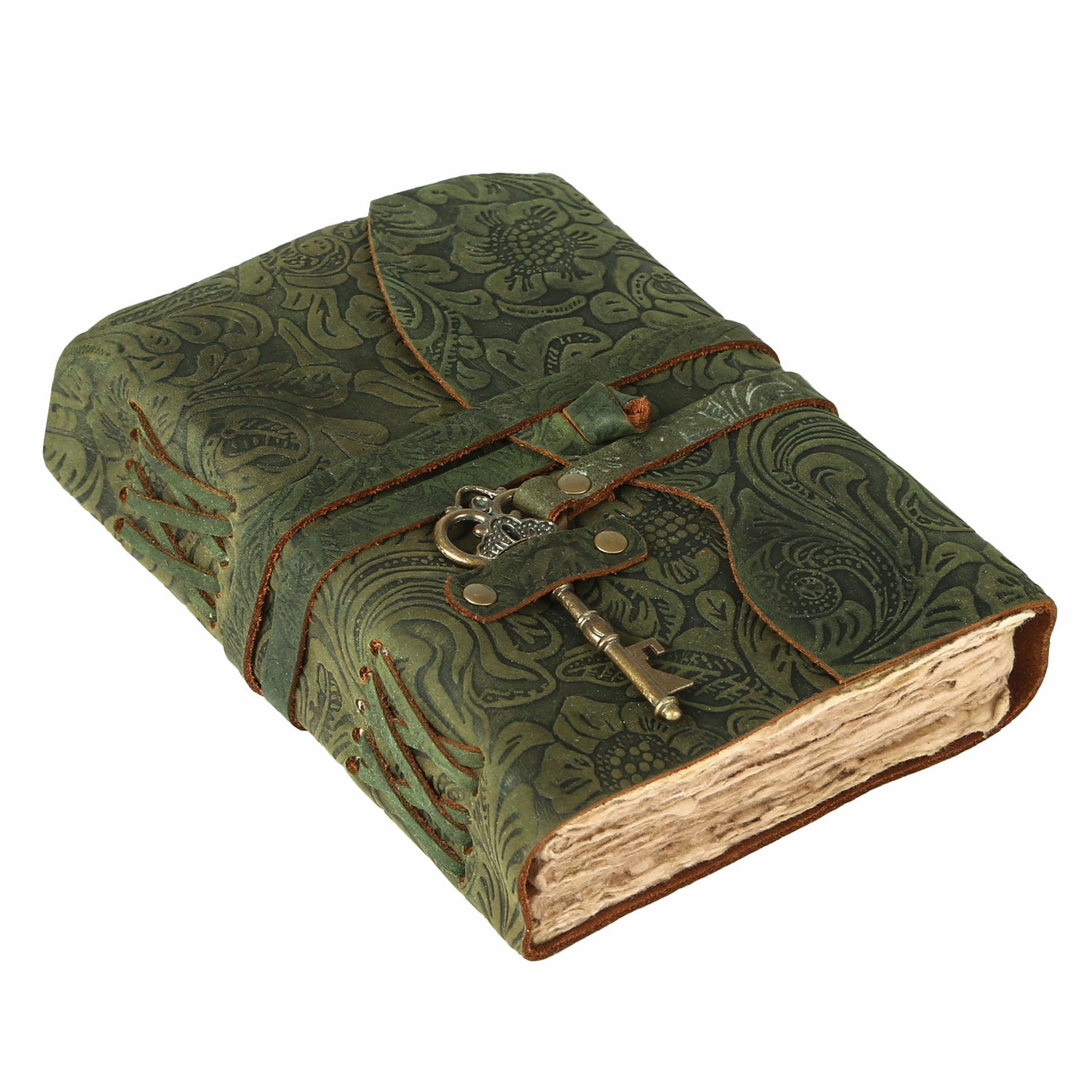 Halloween leather journal with vintage key