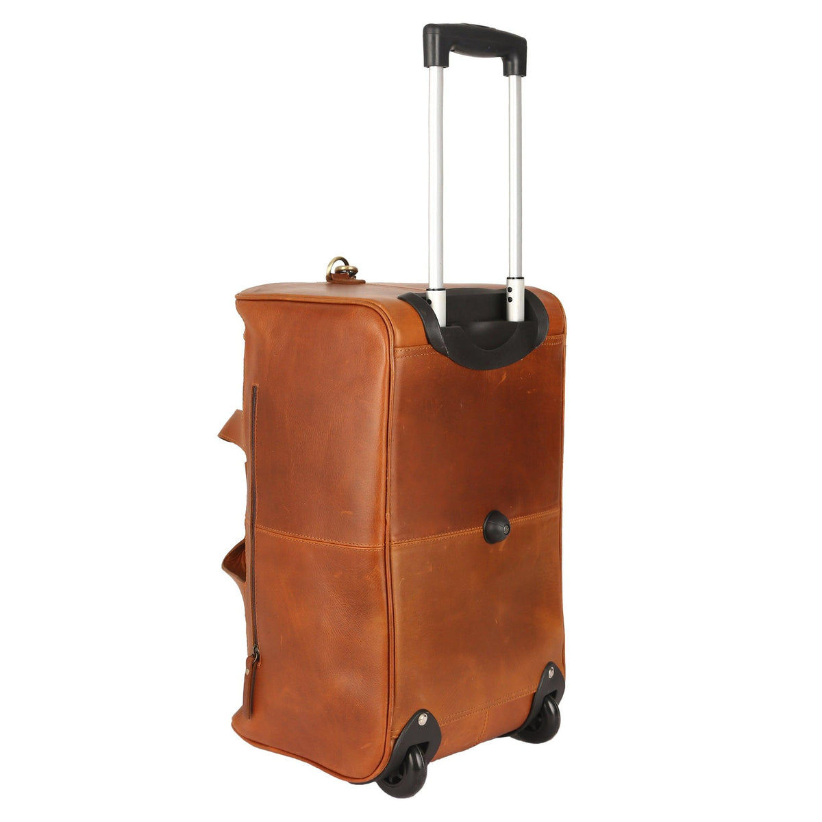 leathario men's leather luggage wheeled duffle leather travel bag Leather Rolling Travel Duffel for Men & Women