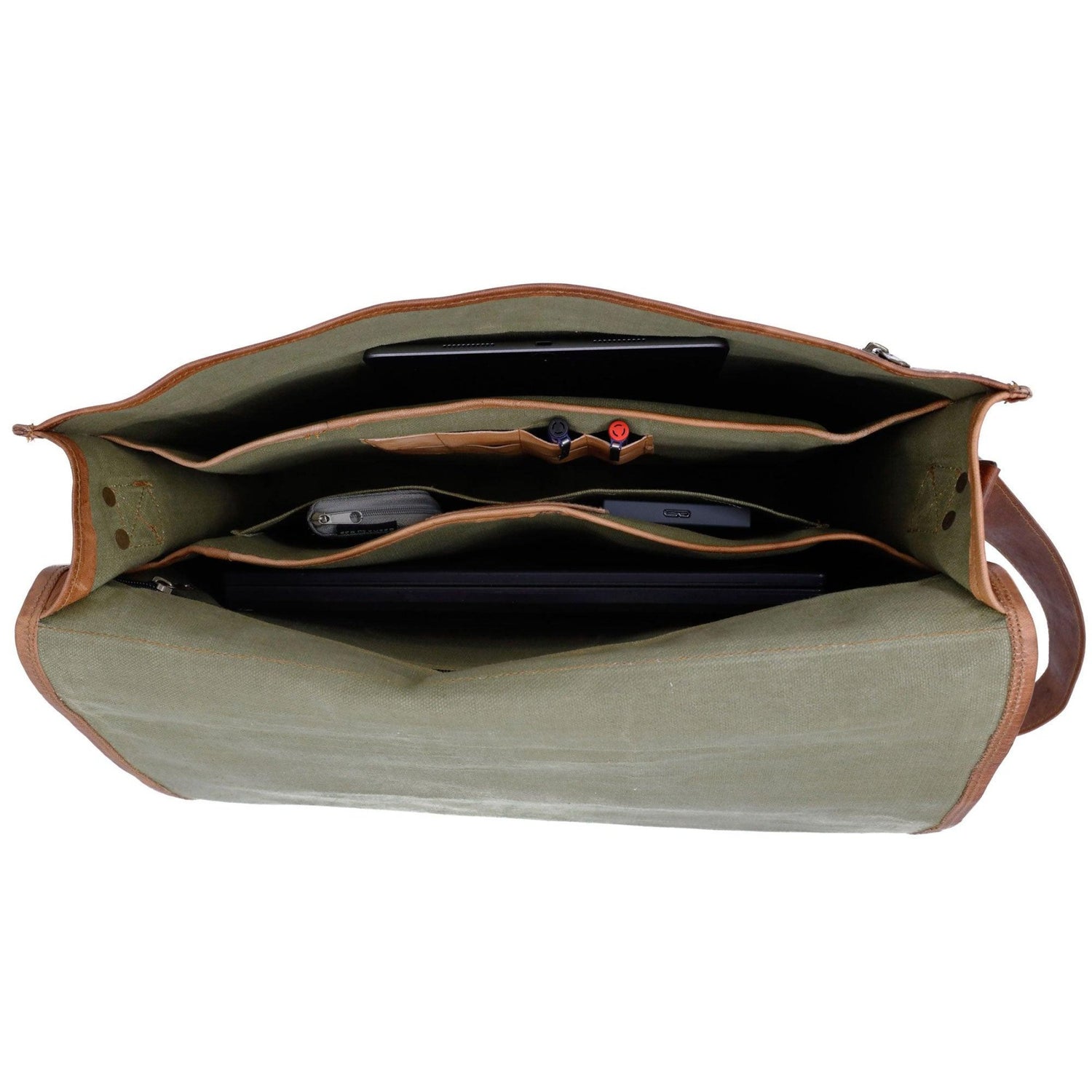 Vintage full-grain leather satchel for office and college