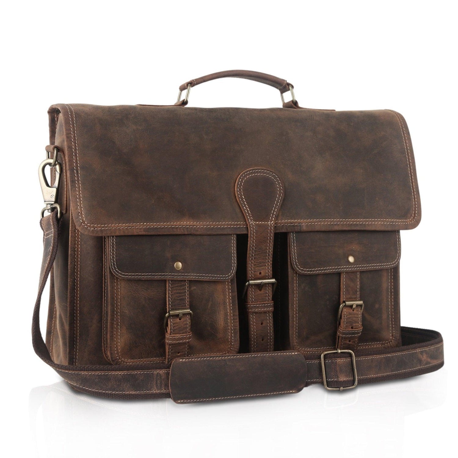 Buffalo leather laptop messenger bag