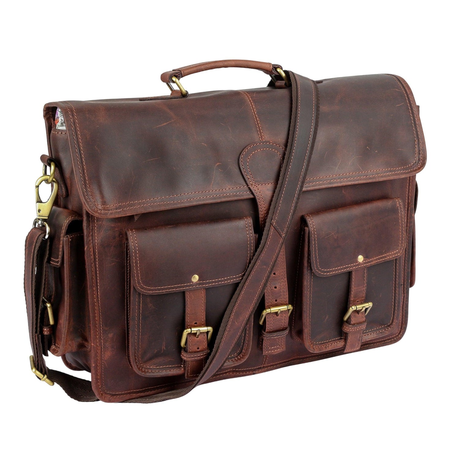 Leather Briefcase Laptop Messenger Bag