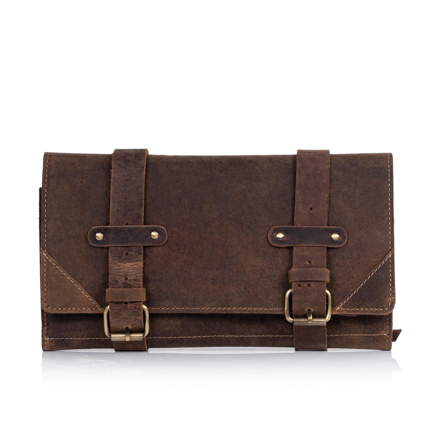 handcrafted leather roll pouch