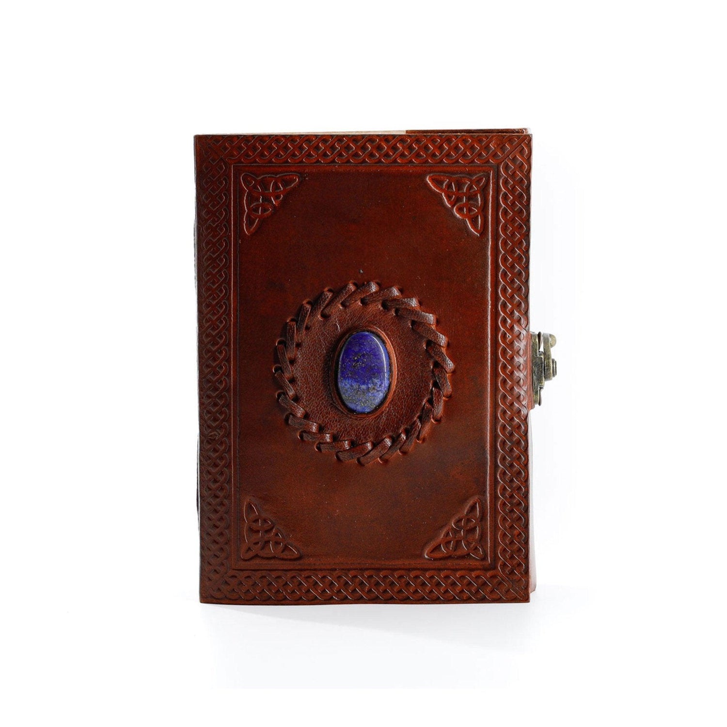 Handmade Leather Journal with Stone for men and women