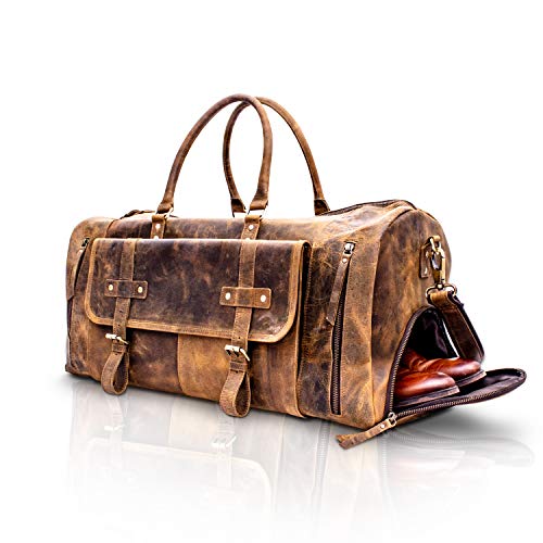 Premium Leather Duffel Bag for Men with Shoe Compartment - Groovy