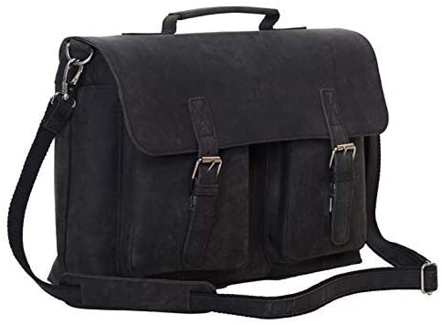 KomalC 18 Inch Leather briefcases Laptop Messenger Bags for Men and Wo