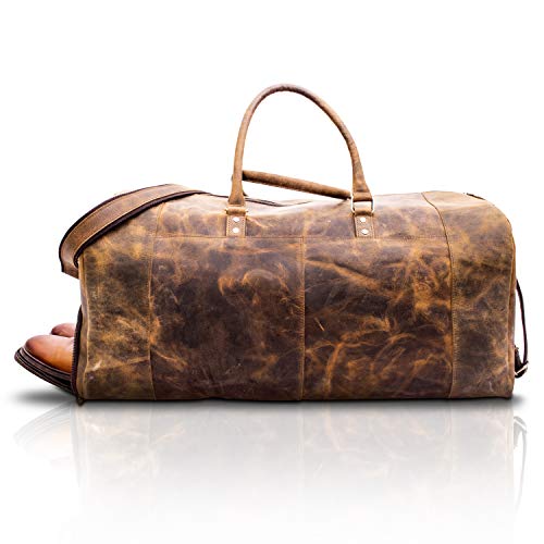 Premium Leather Duffel Bag for Men with Shoe Compartment - Groovy