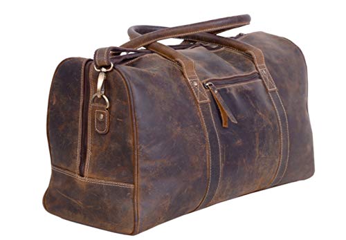 Personalized Tan Buffalo Leather Duffle Bag-Travel Bags for Men +