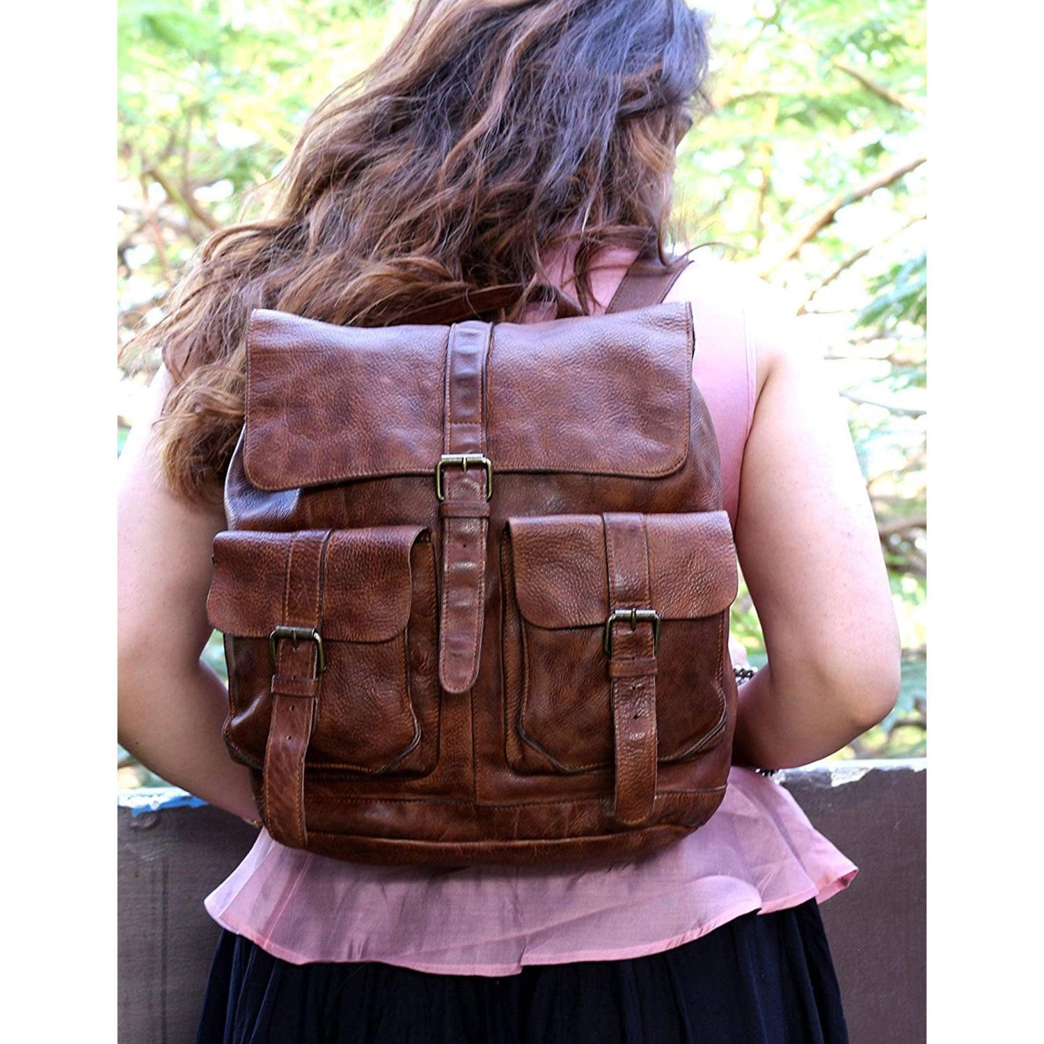 KomalC Leather Backpack