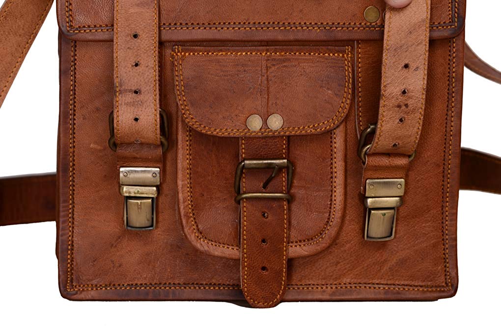 11 inch Leather Messenger Bag in Burgundy