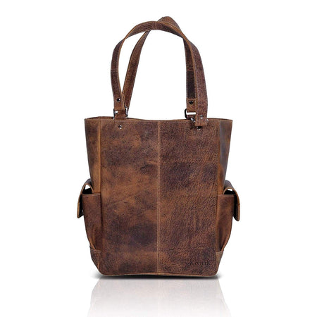 Vintage leather tote bag for shopping and office use