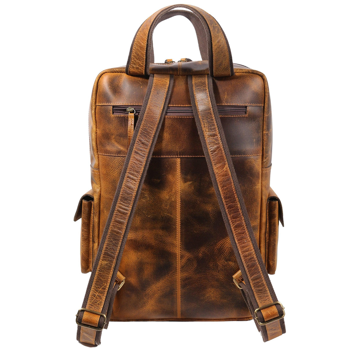 Leather Backpack Rucksack - Multi-Pocket Travel, Laptop, Camping