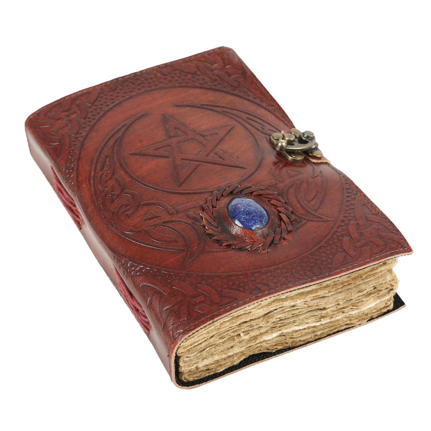 blue stone leather journal with deckle edge paper