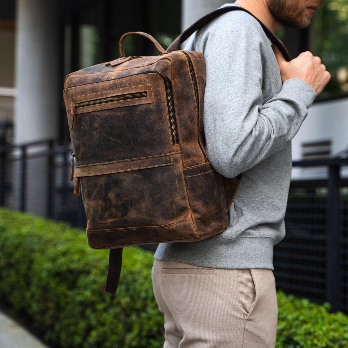 brown leather laptop backpack for women Leather backpack rucksack laptop bag for women and men travel school  college hiking travel essential shoulder camping Premium buffalo leather bag