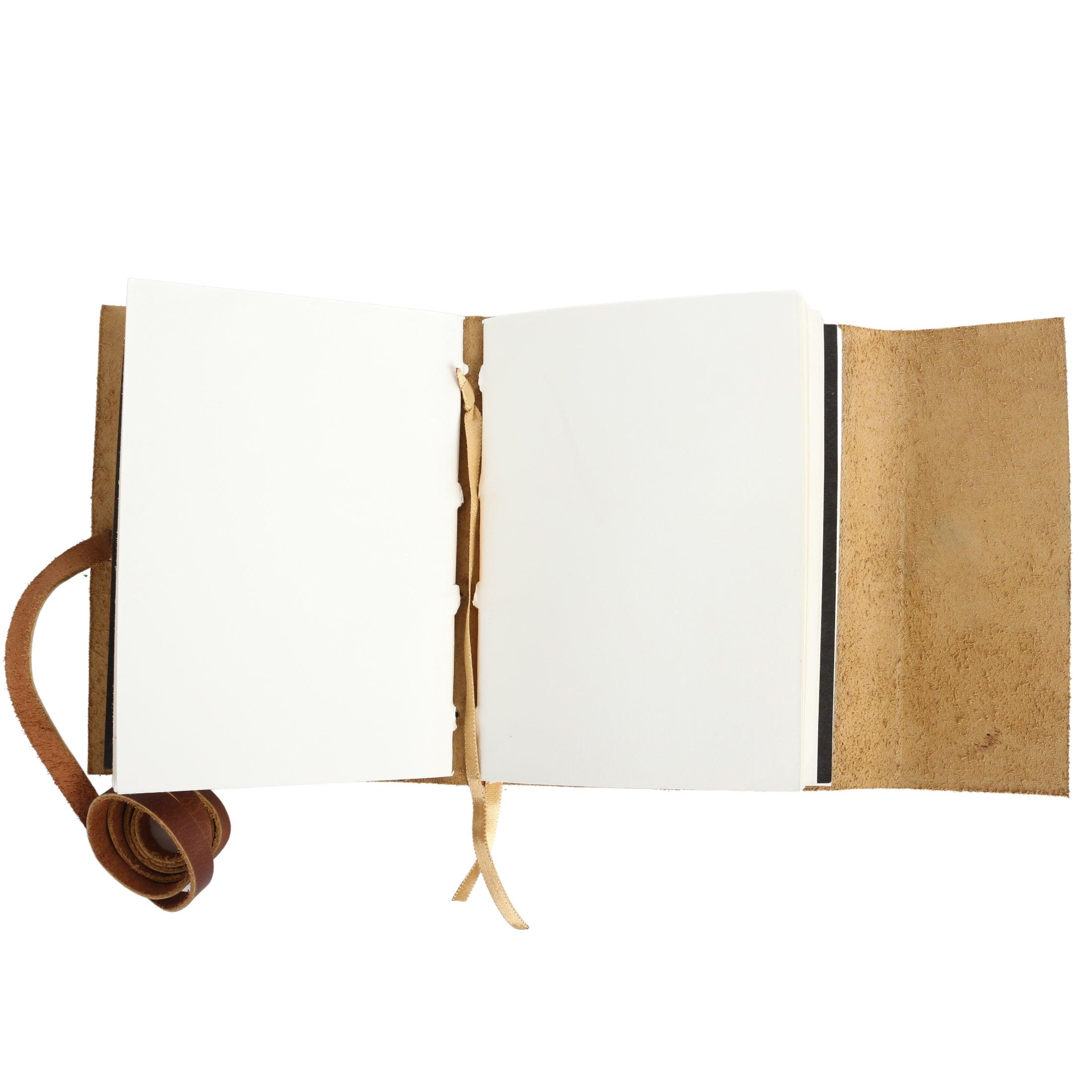 Handmade Leather Journal - Writing Notebook Diary with Unlined Paper for Men & Women | Medium Portable Daily Notepad