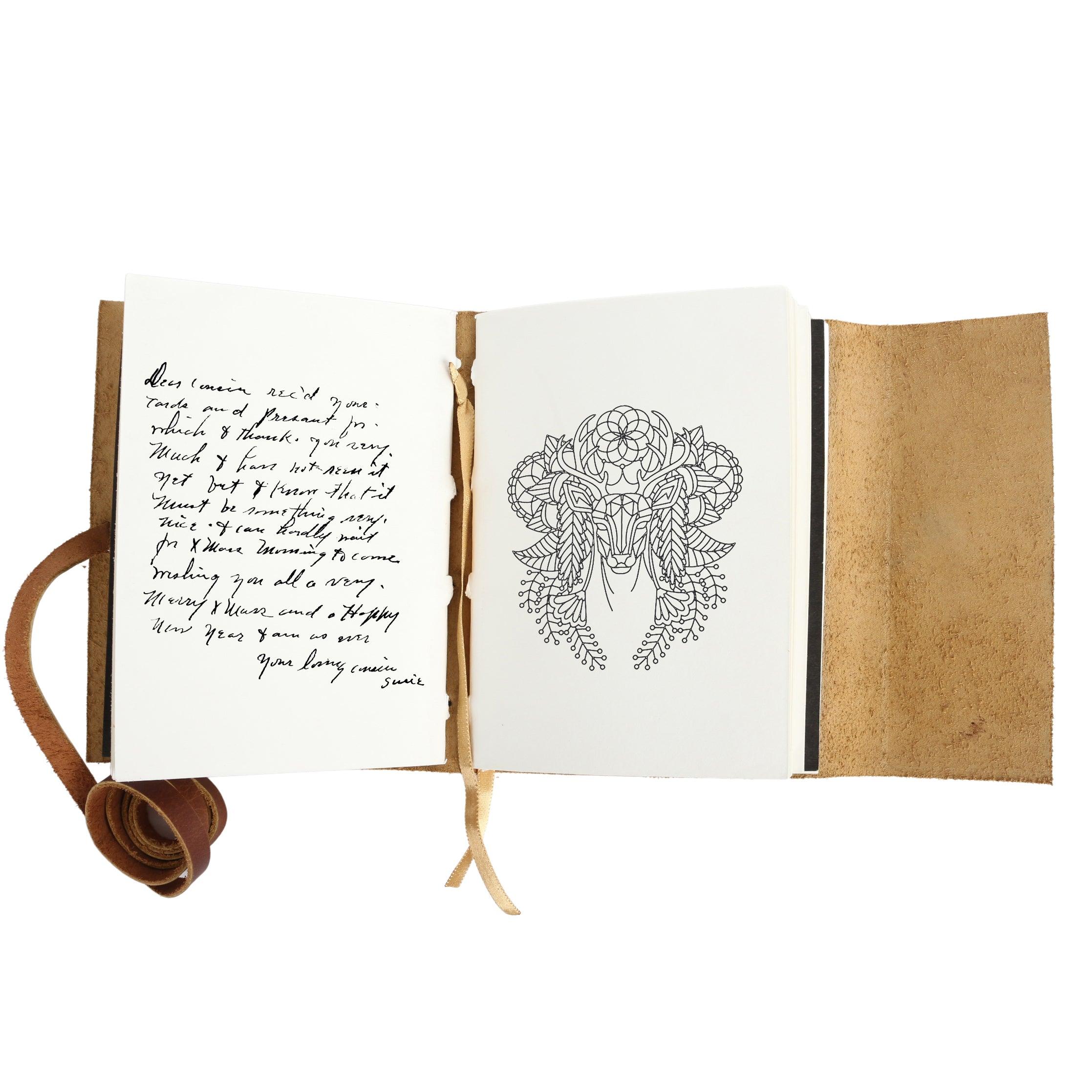 Handmade Leather Journal - Writing Notebook Diary with Unlined Paper for Men & Women | Medium Portable Daily Notepad