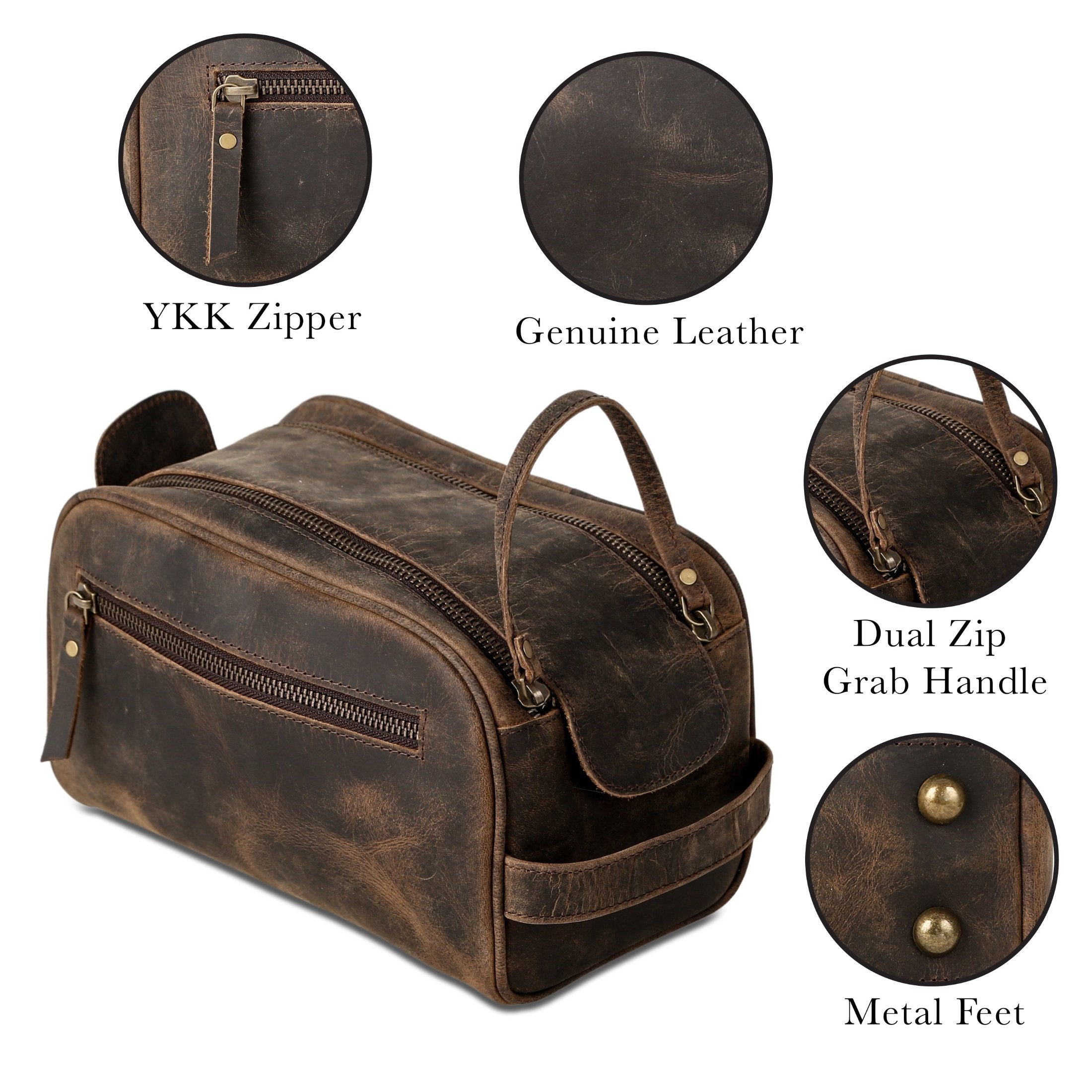 Vintage-style leather grooming bag