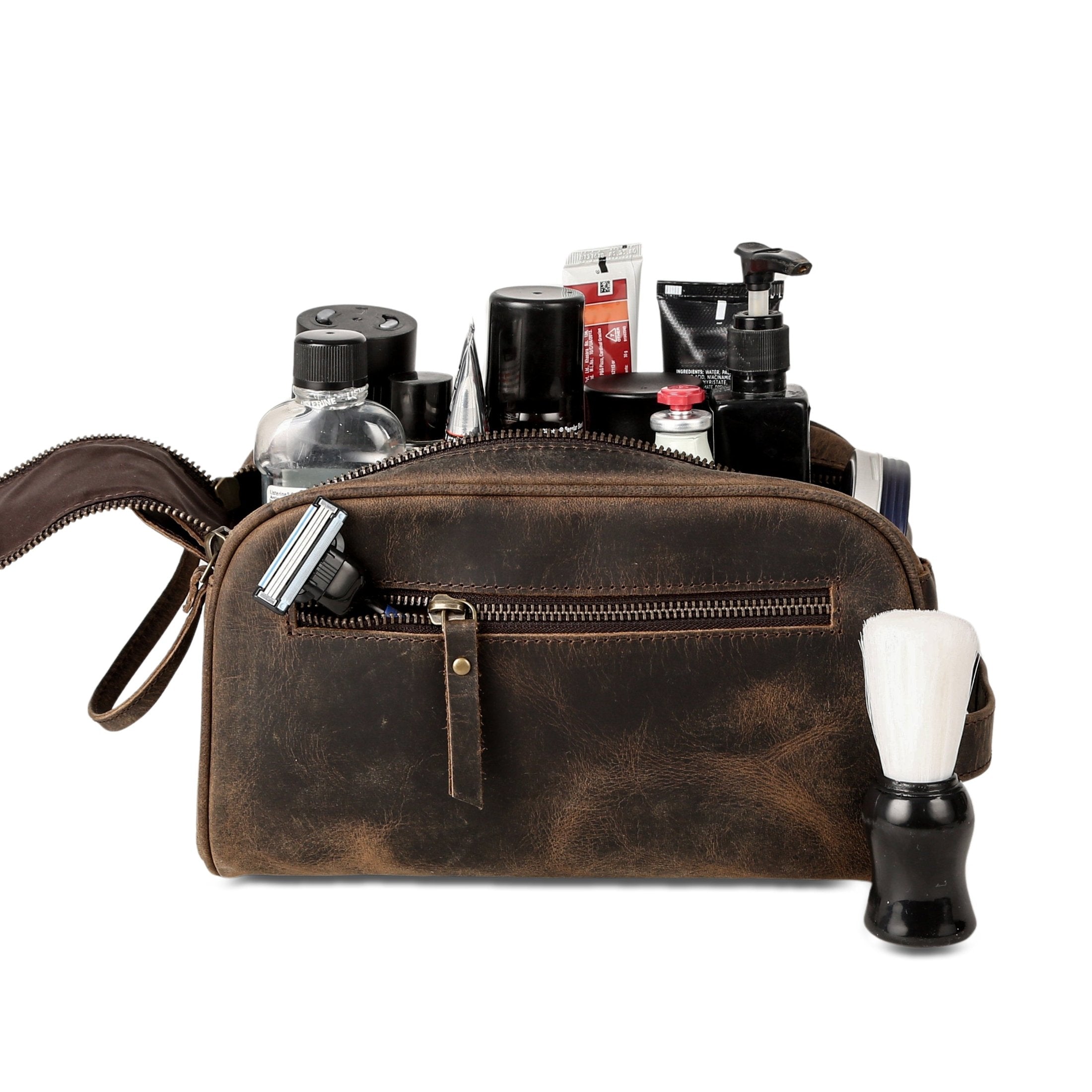 Buffalo leather dopp kit travel organizer
