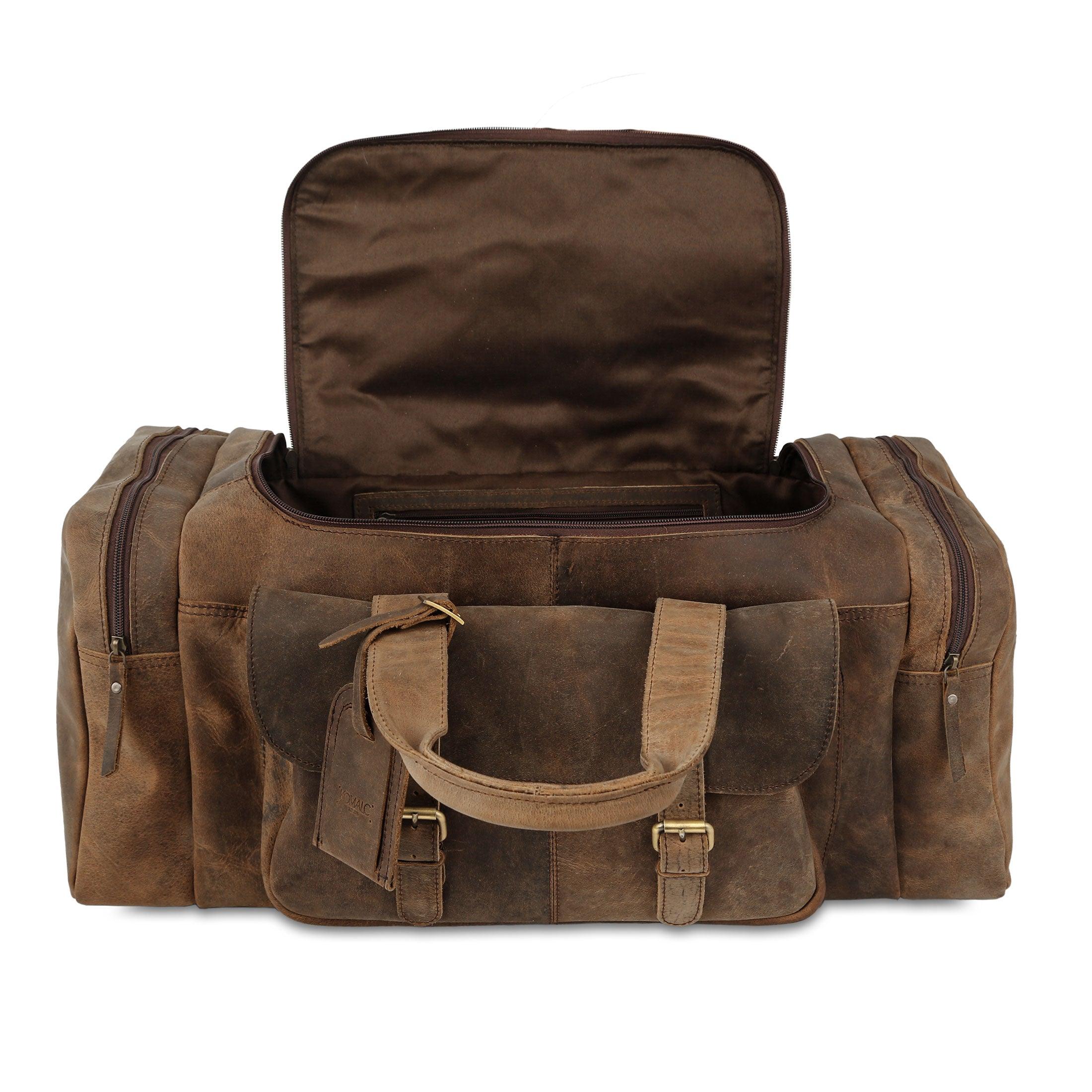 Leather Duffel Bag 24-Inch U-Zip Holdall