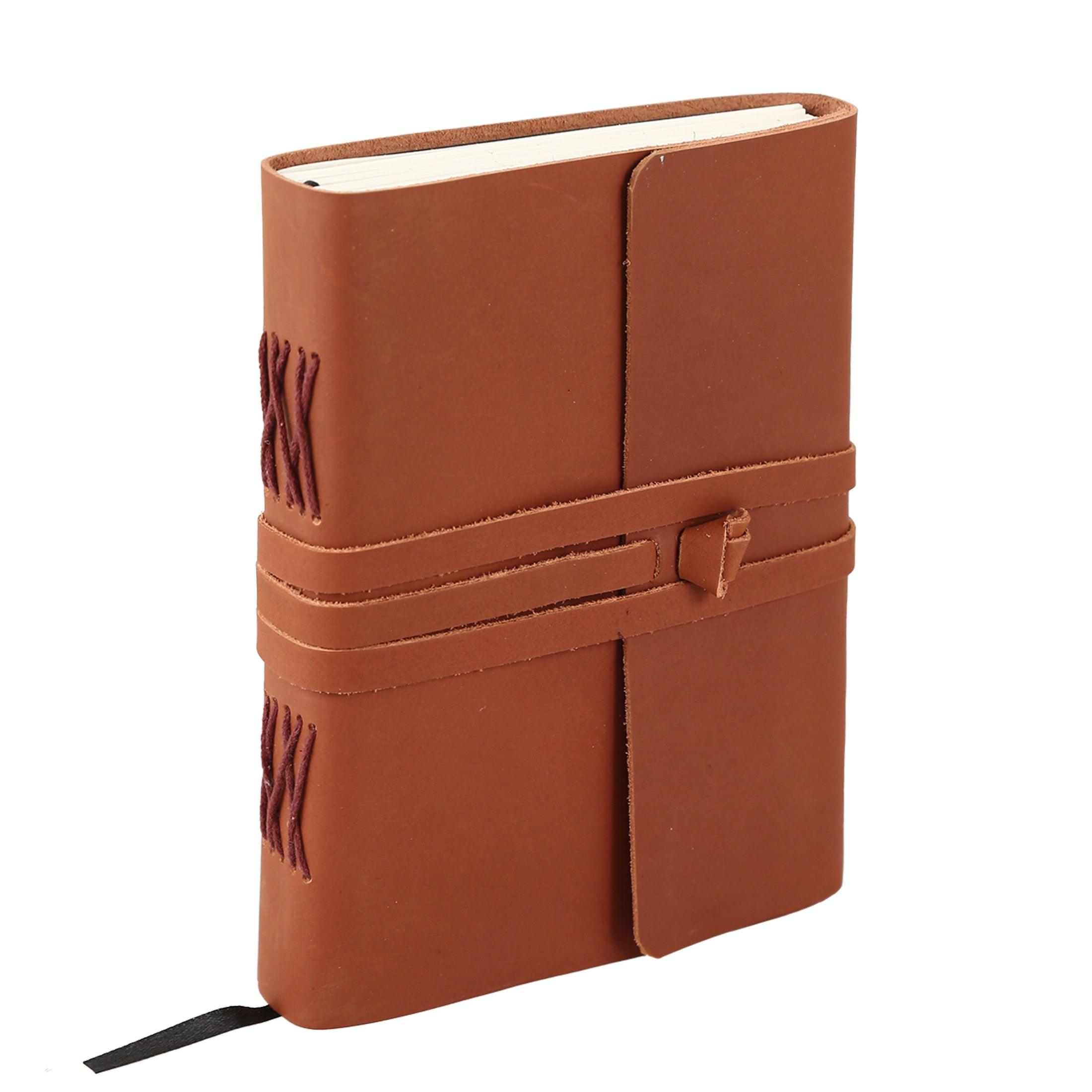 Bound Brown leather journal with unlined paper