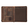 KomalC Leather Portfolio with Zipper Closure | Business Padfolio for Documents, Tablets & Accessories | Vintage Full-Grain Leather Organizer for Professionals