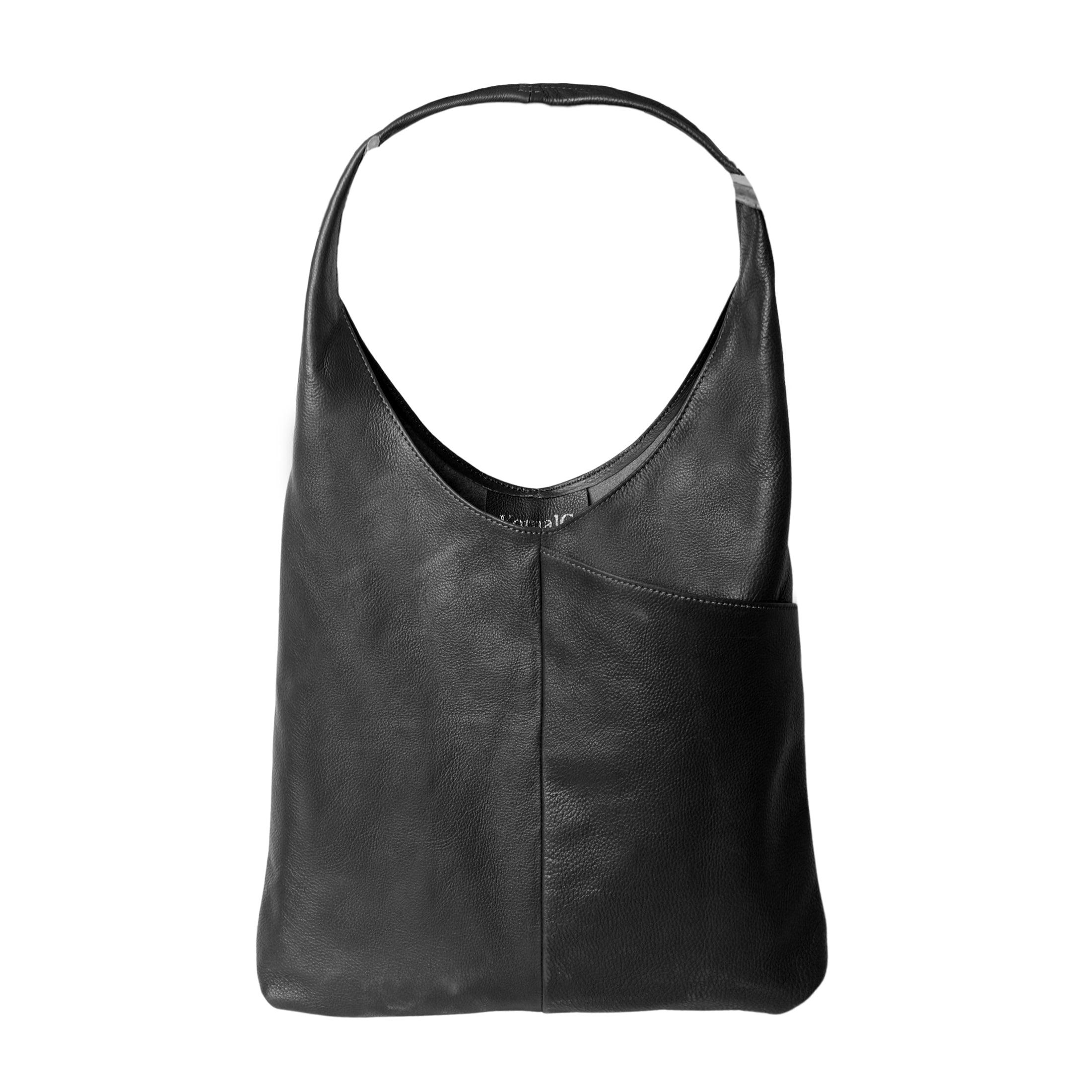 leather tote bag in black color