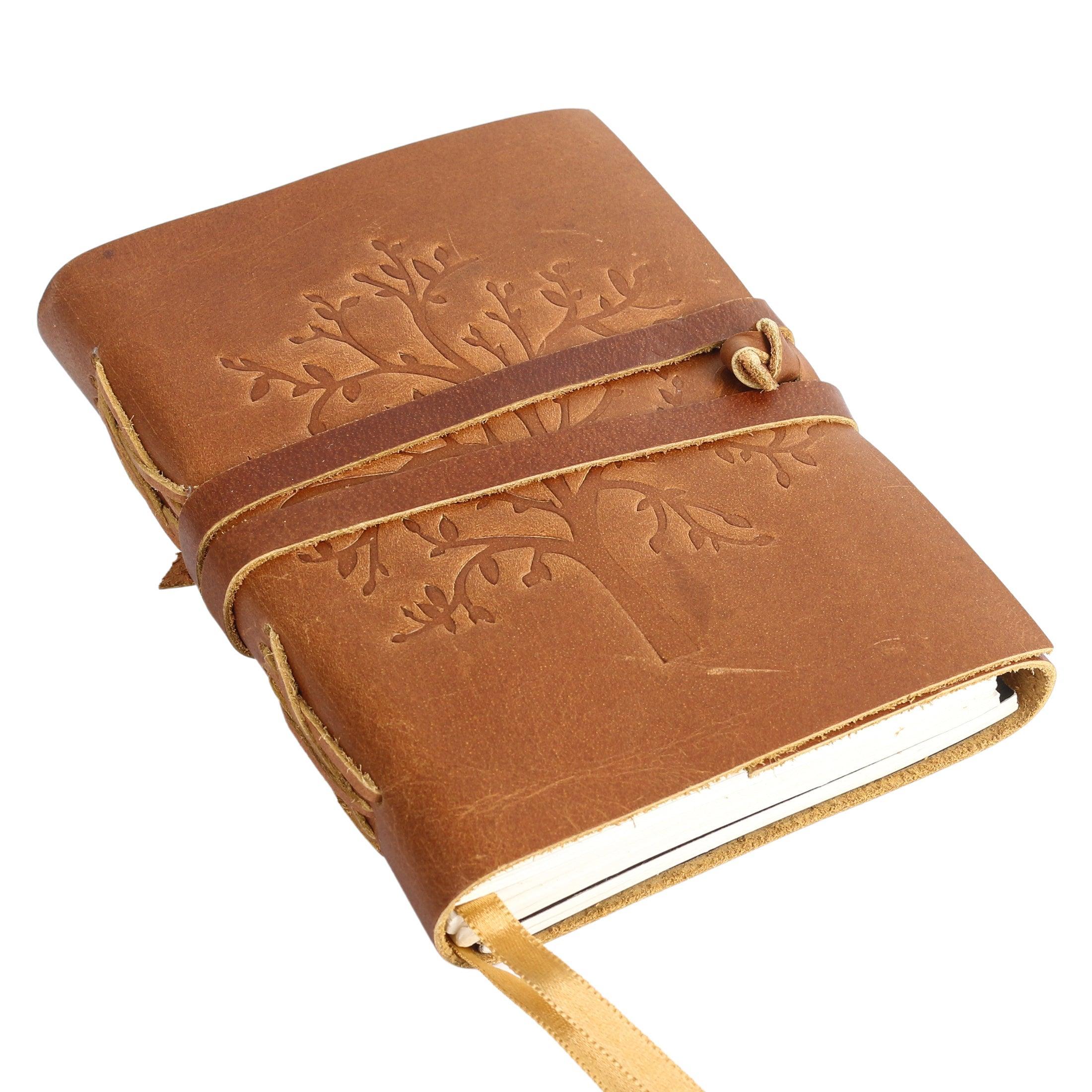 Handmade Leather Journal - Writing Notebook Diary with Unlined Paper for Men & Women | Medium Portable Daily Notepad