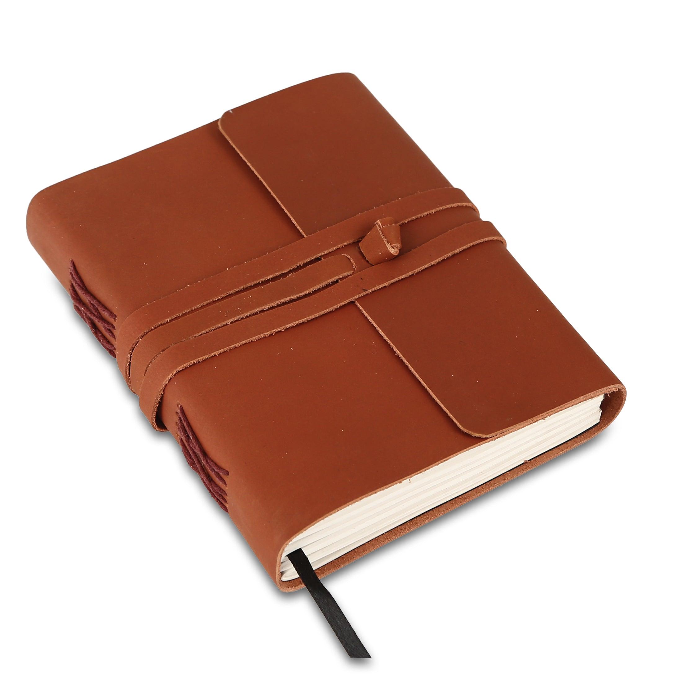 Handmade Leather Journal – Unlined Writing Notebook (Brown Tan 