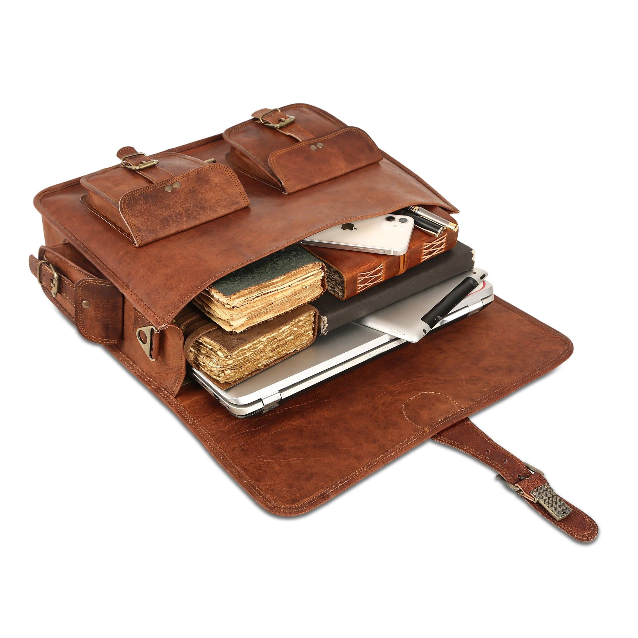 18 laptop messenger bag backpack Handmade Leather Messenger Laptop Bag 18" Inch for Men Women Distressed Briefcase Satchel