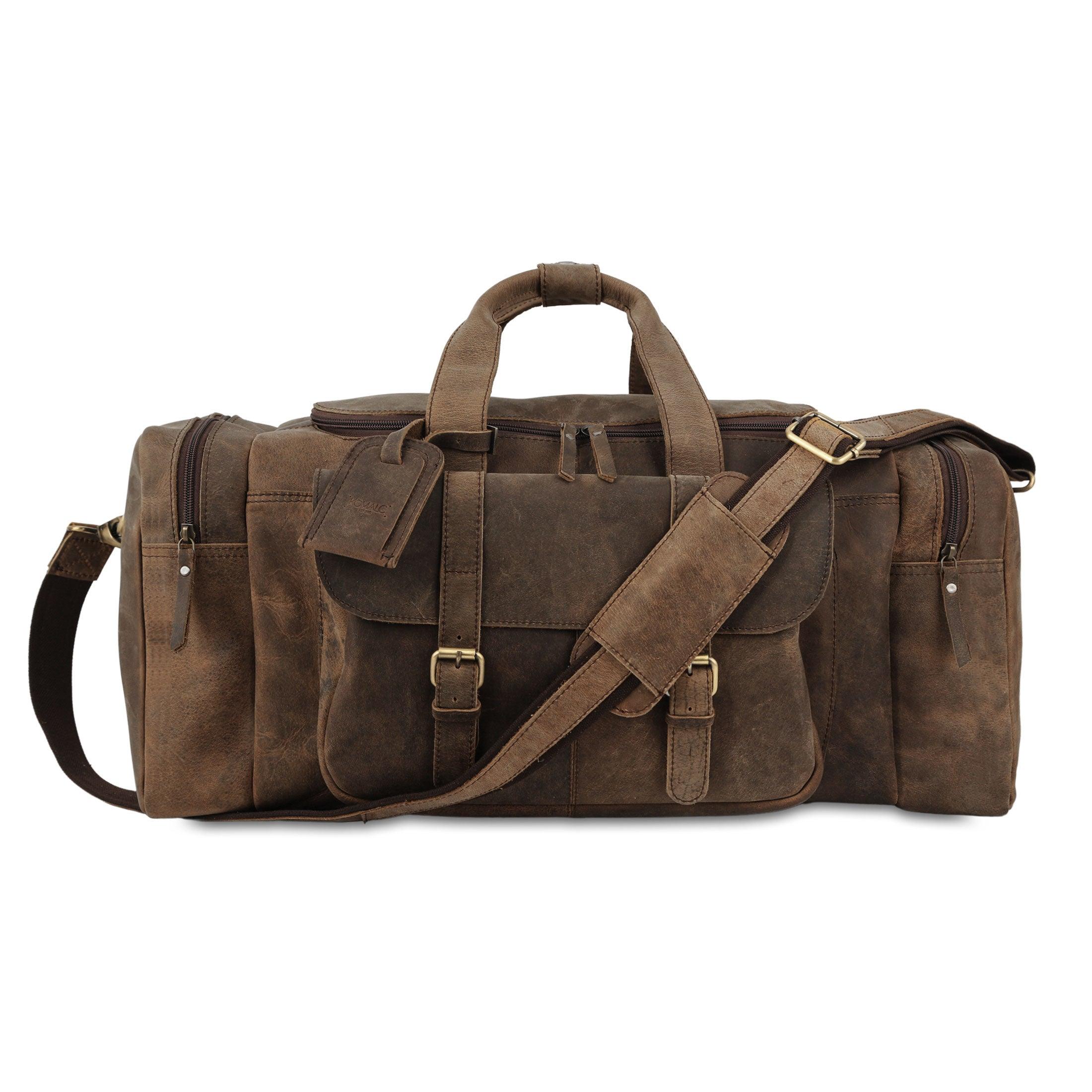 Leather Duffel Bag 24-Inch U-Zip Holdall Leather Duffel Bag 24-Inch U-Zip Holdall