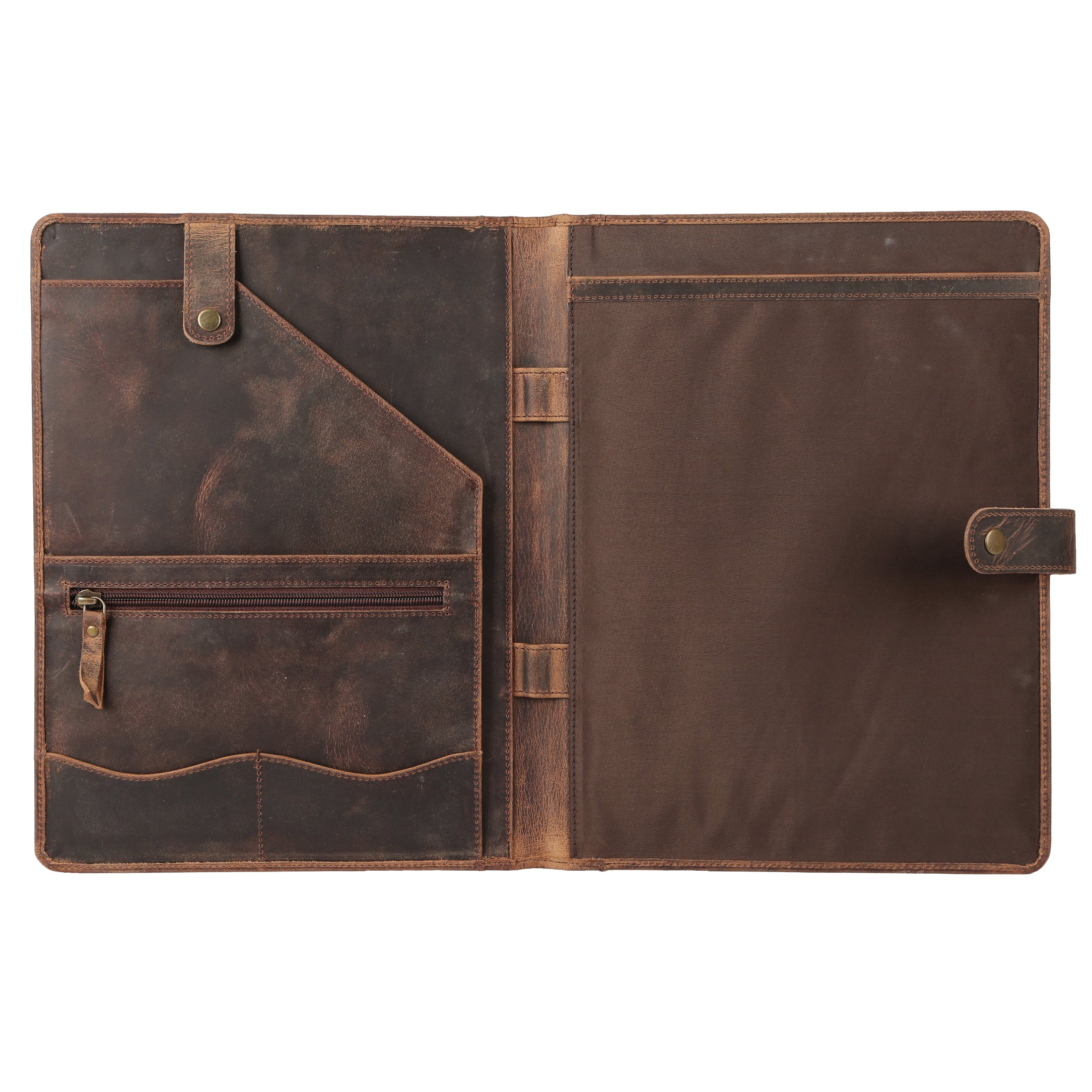 Leather Worx Vintage Document Holder - Handmade Full Grain Leather Portfolio Folder In Bourbon Brown