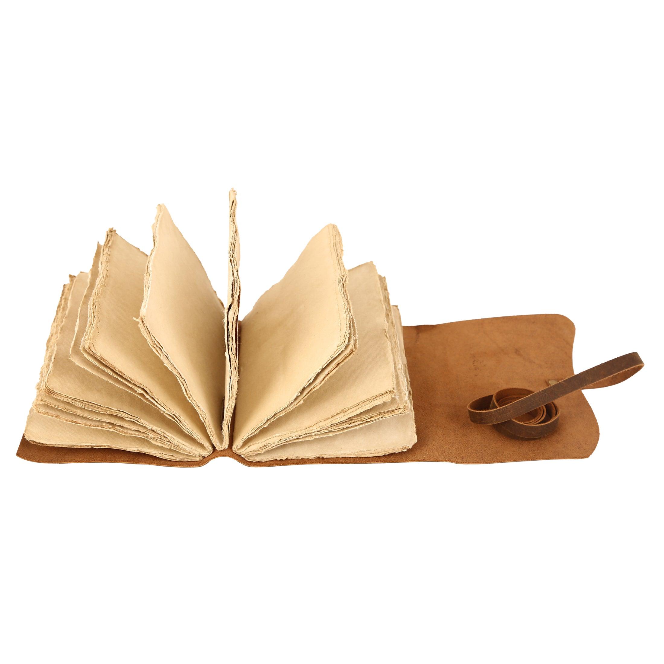 Handmade 7x5 and 8x6 Leather Journal – Unlined Deckle Edge Writing