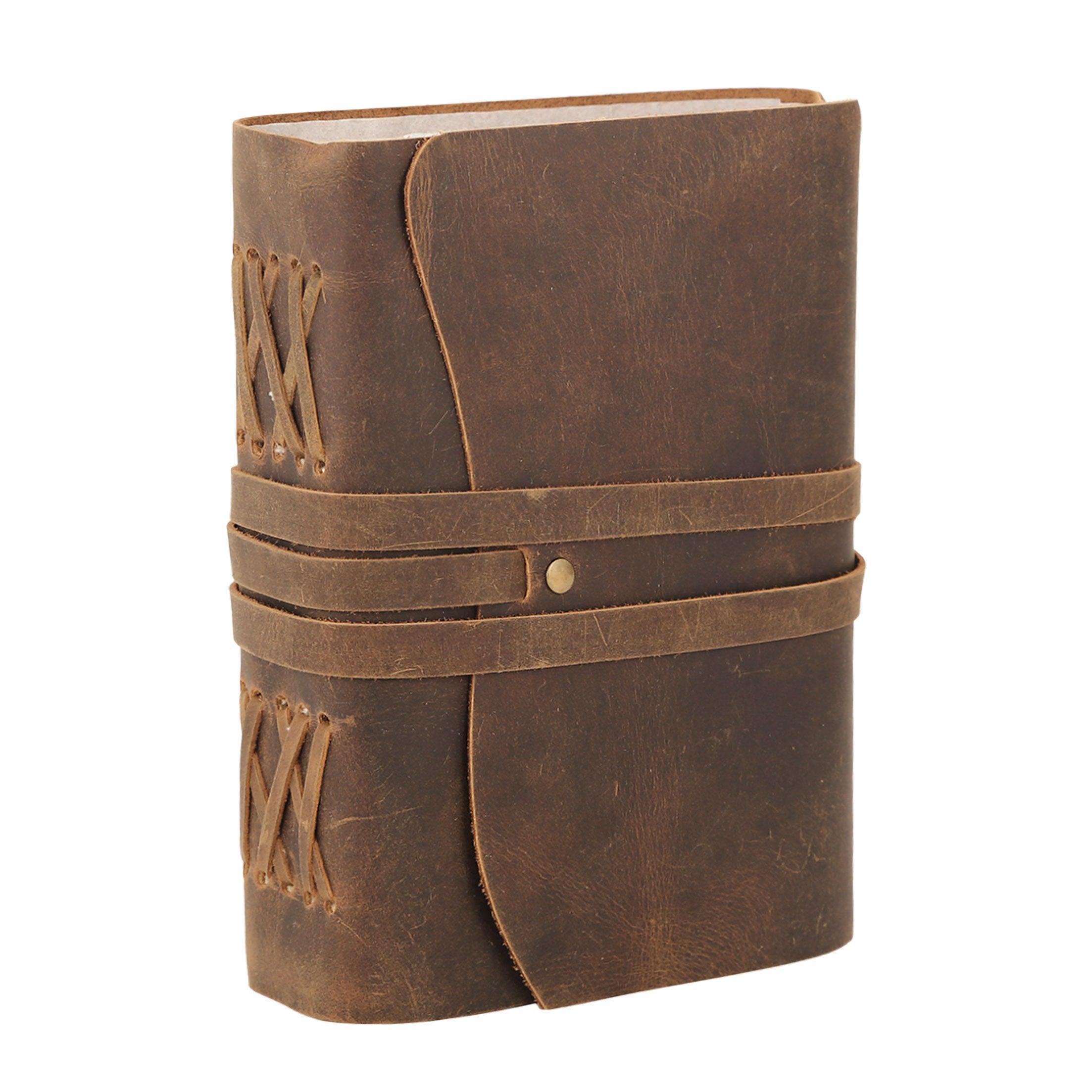 8*6 buffalo leather journal with unlined deckle edge paper