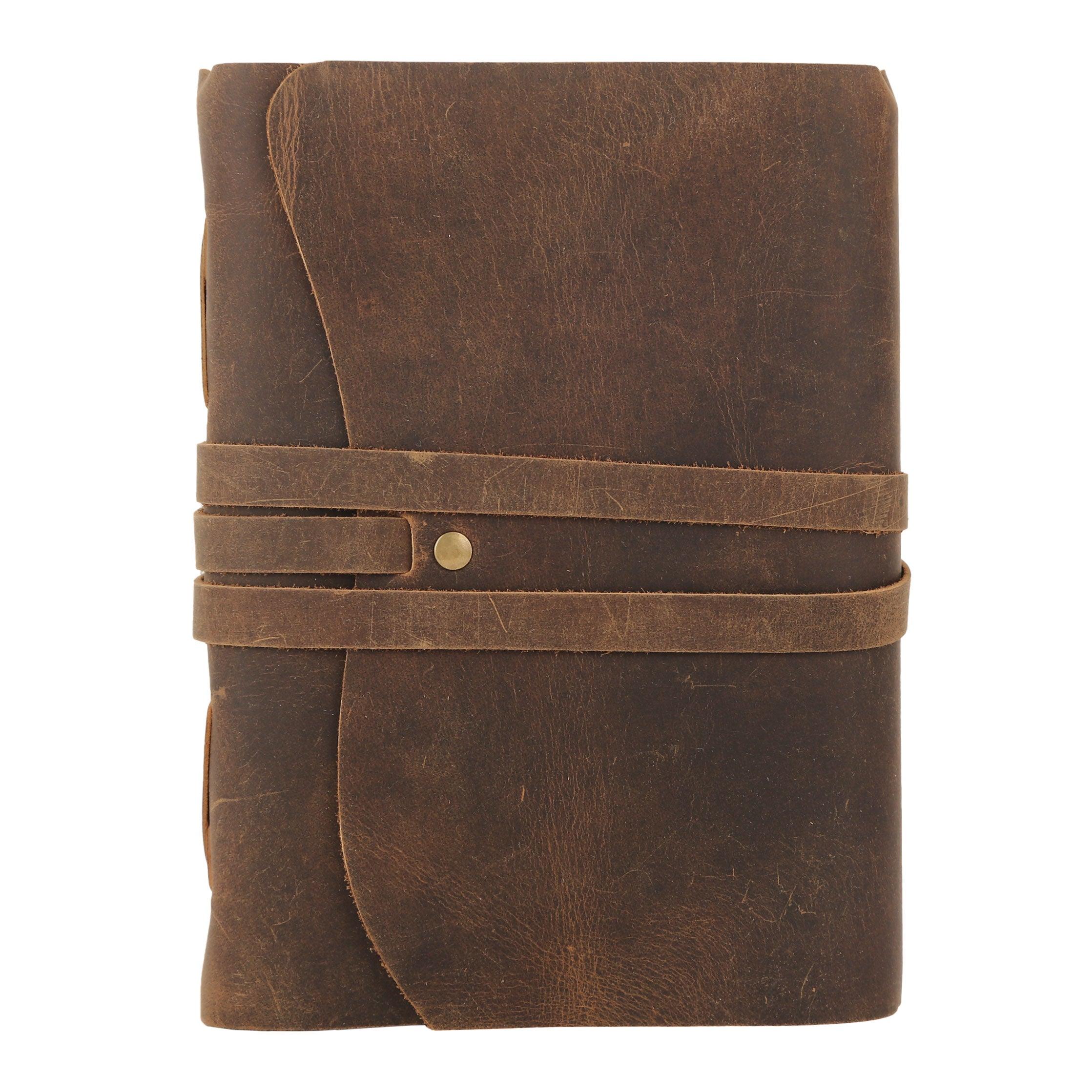 7*5 buffalo leather journal with unlined deckle edge paper