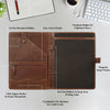 KomalC Leather Portfolio Folder with Button Closure | Business Padfolio for Professionals | Vintage Full-Grain Leather Organizer with Legal Pad Holder, Card Slots & Document Pockets (Chicago)